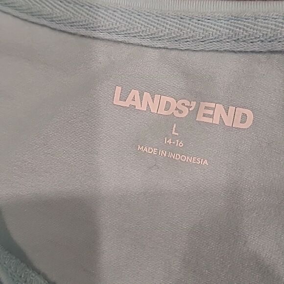Lands End sz L sequined Santa Cow on light blue longsleeved T - Picture 8 of 8